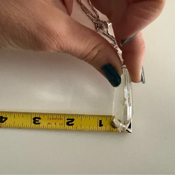 Antique Crystal Pendant on Silver Necklace - Picture 5 of 5